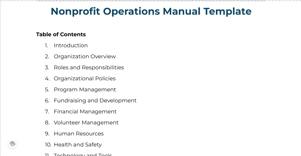 Nonprofit Operations Manual Template by SweetProcess: Operations Manual Template