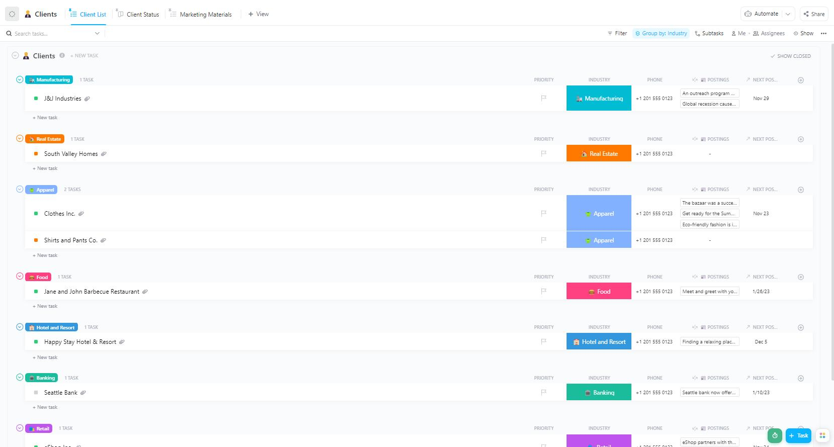 Organize media outreach workflows with ClickUp’s Public Relations Planning Template