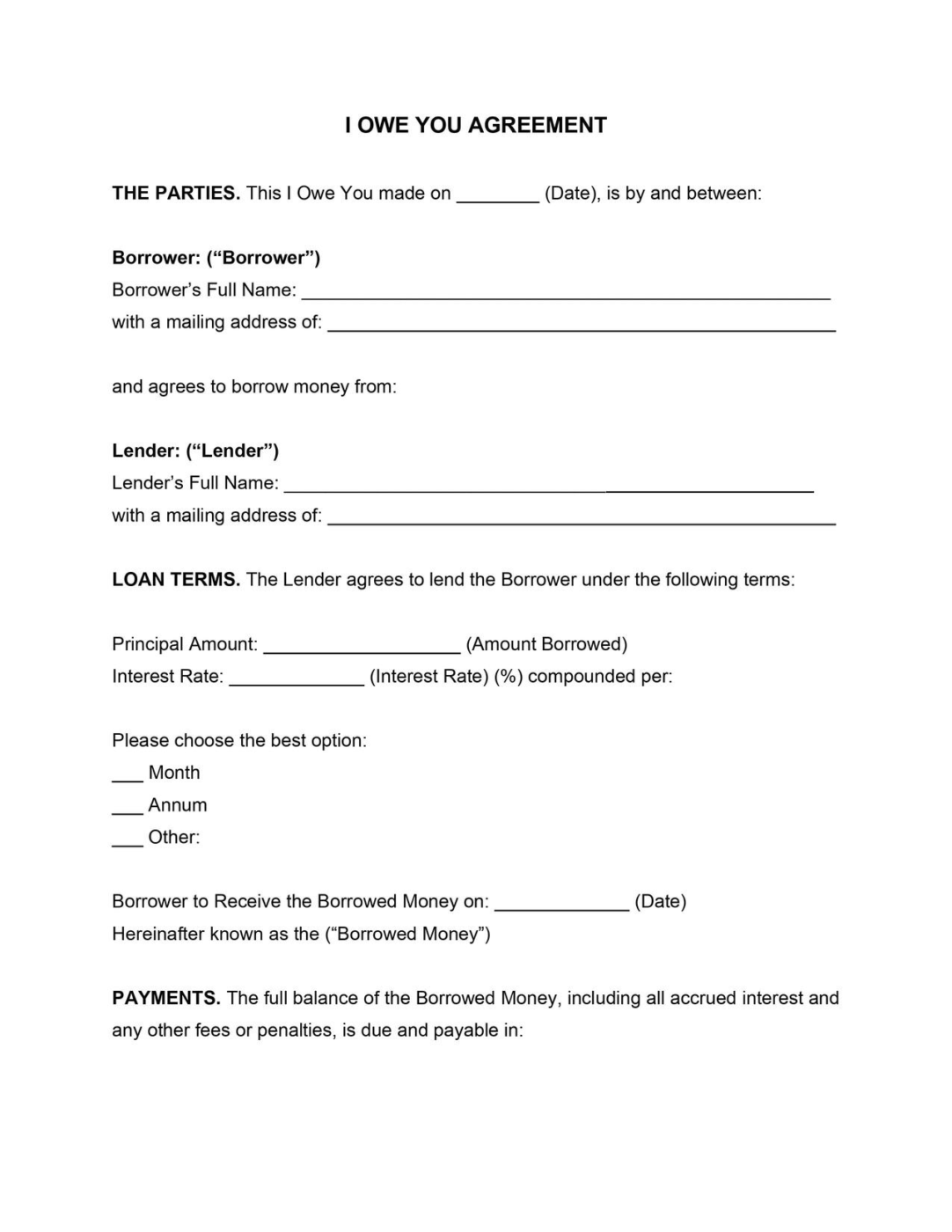I Owe You Template by Smallpdf: IOU Template