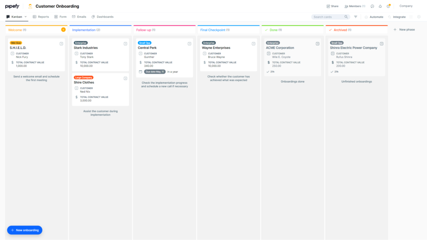 Modelo de integração de clientes da Pipefy: Modelo de integração de clientes