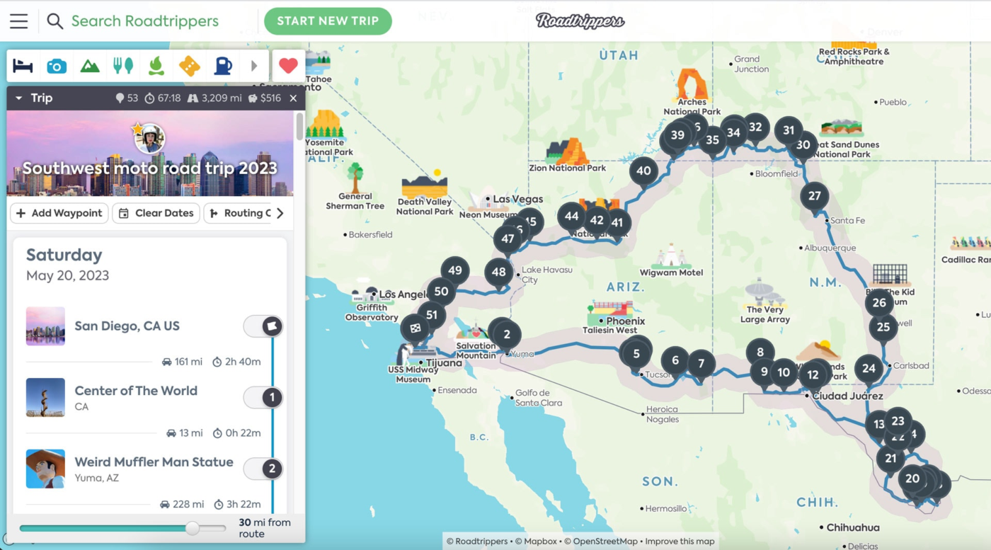 Roadtrippers Dashboard