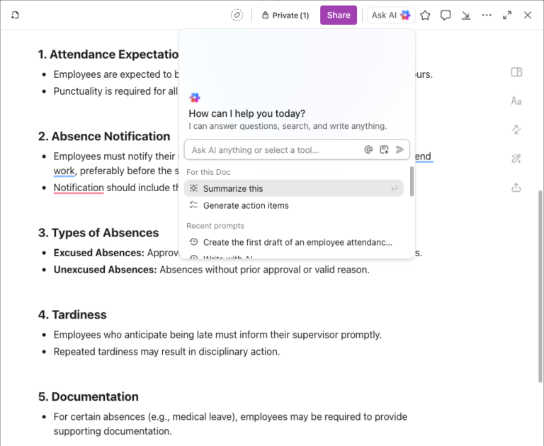 How to Create an Employee Attendance Policy? | ClickUp