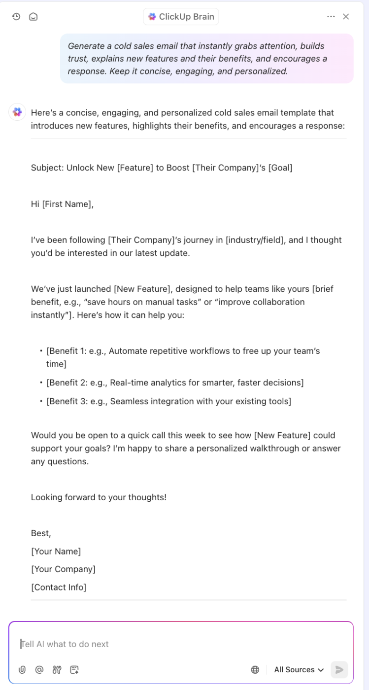 sales email template: Cold outreach email