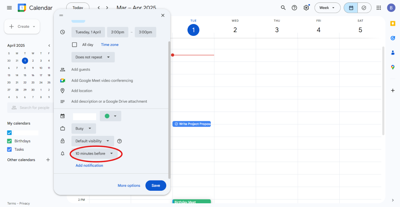 通知とリマインダー:Google カレンダーで時間をブロックする