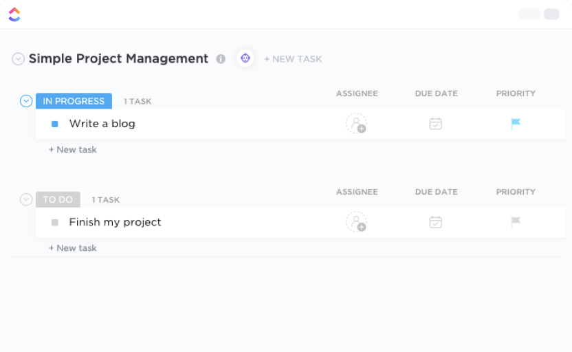 Simple Project Management Template by ClickUp