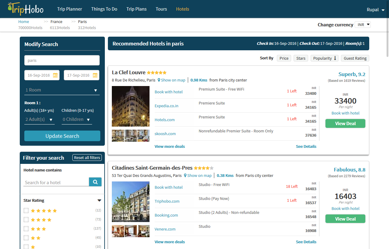 TripHobo Dashboard: Wanderlog Alternatives