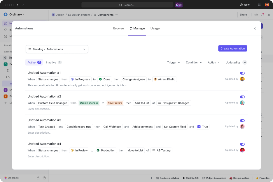 Utilice las automatizaciones de ClickUp para mover y reprogramar tareas en función de los cambios en los cronogramas