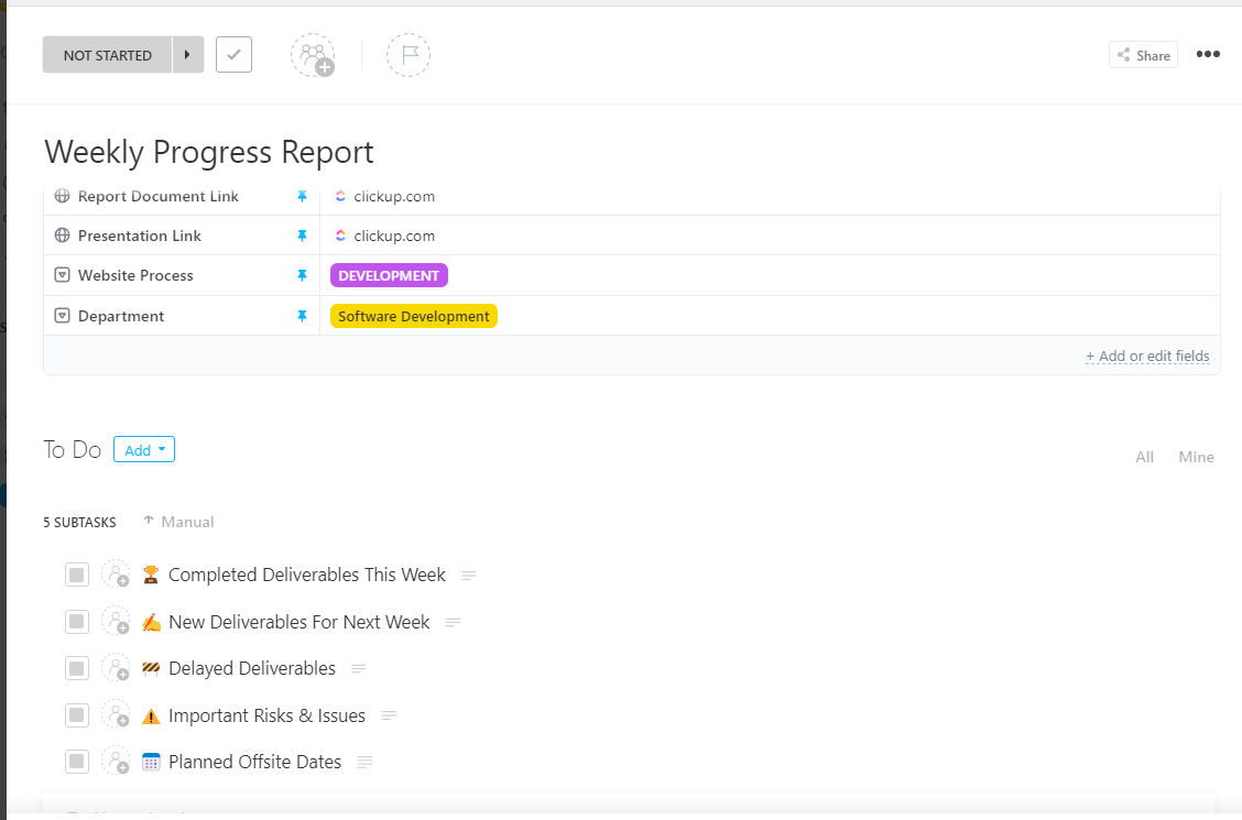 Weekly Progress Report