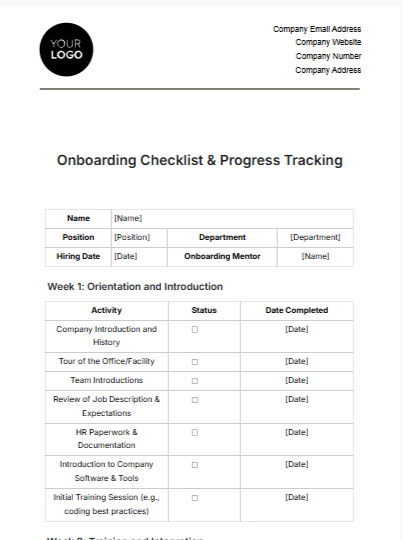 New Hire Checklist Template: Onboarding Checklist and Progress Tracking Template by Template.net