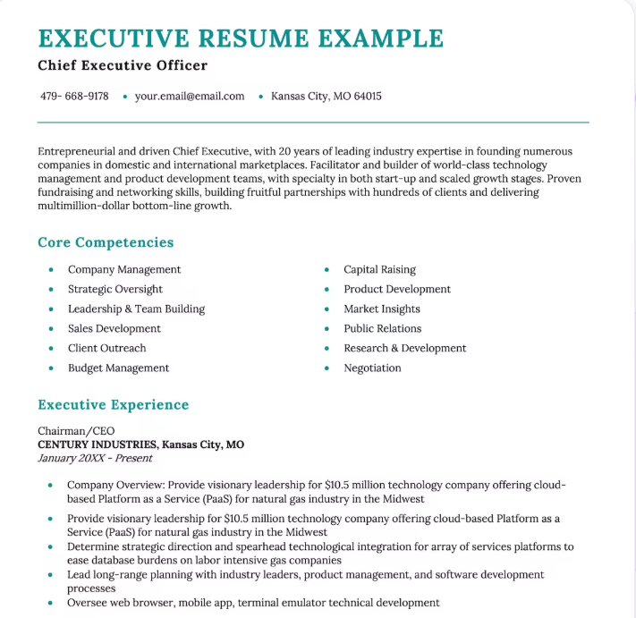 Mẫu sơ yếu lý lịch điều hành: Ví dụ sơ yếu lý lịch điều hành của Resume Genius