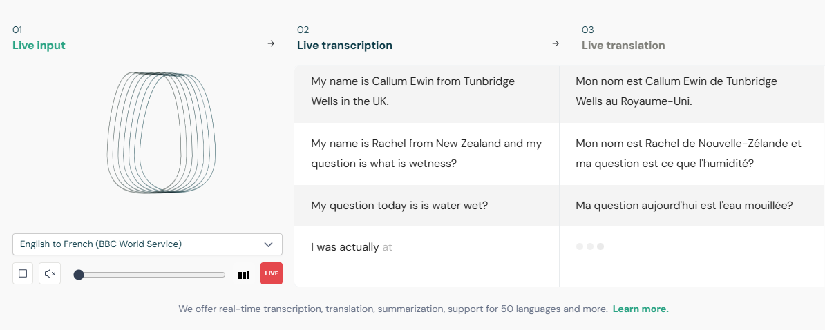 Speechmatics: Best for applying conversational AI features