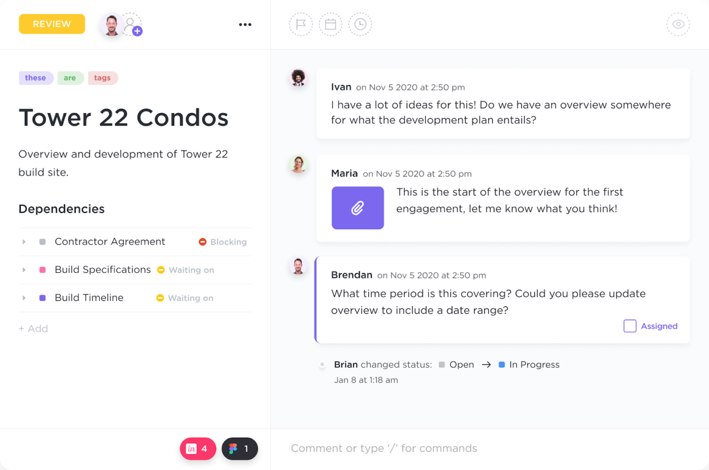 Desarrolle sus proyectos de forma más rápida e inteligente con ClickUp Construction Management
