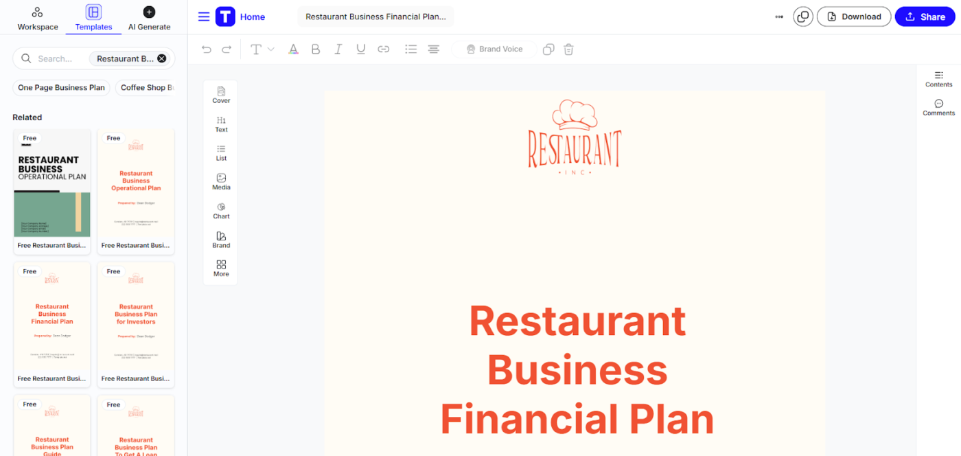 Restaurant Business Financial Plan Template by Template.Net