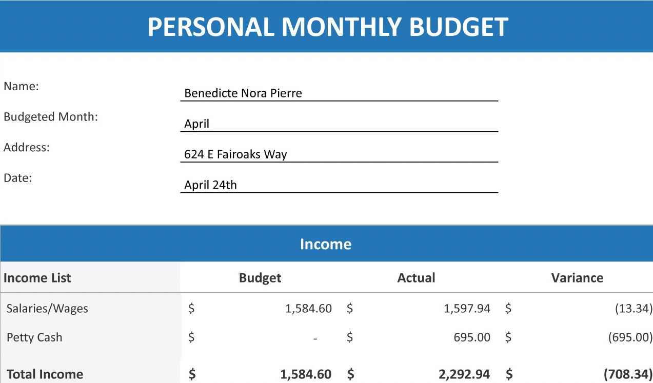 Simple Household Monthly Budget Spreadsheet Template by Template.Net