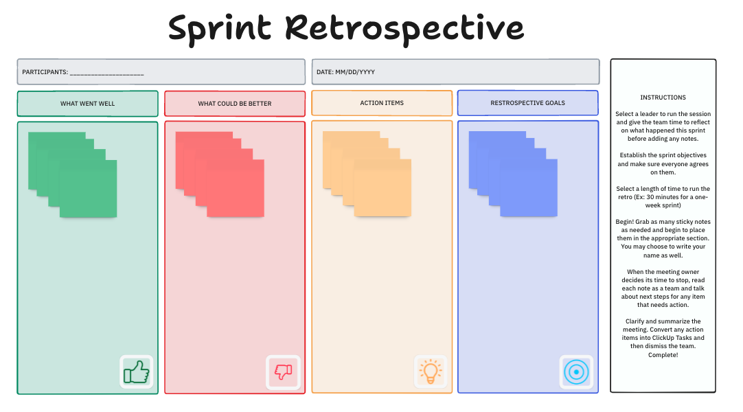 ClickUp Sprint Retrospective Brainstorm Template