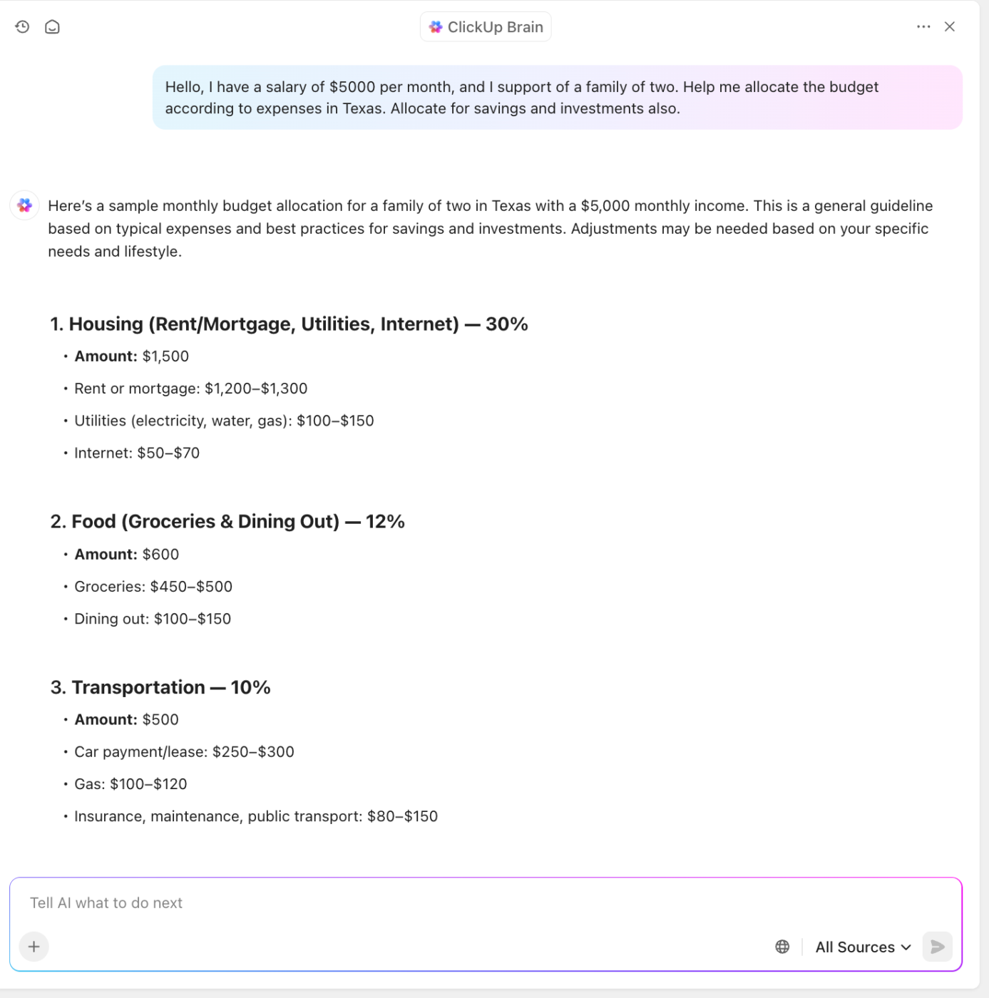 Manage your personal finances smarter with ClickUp Brain