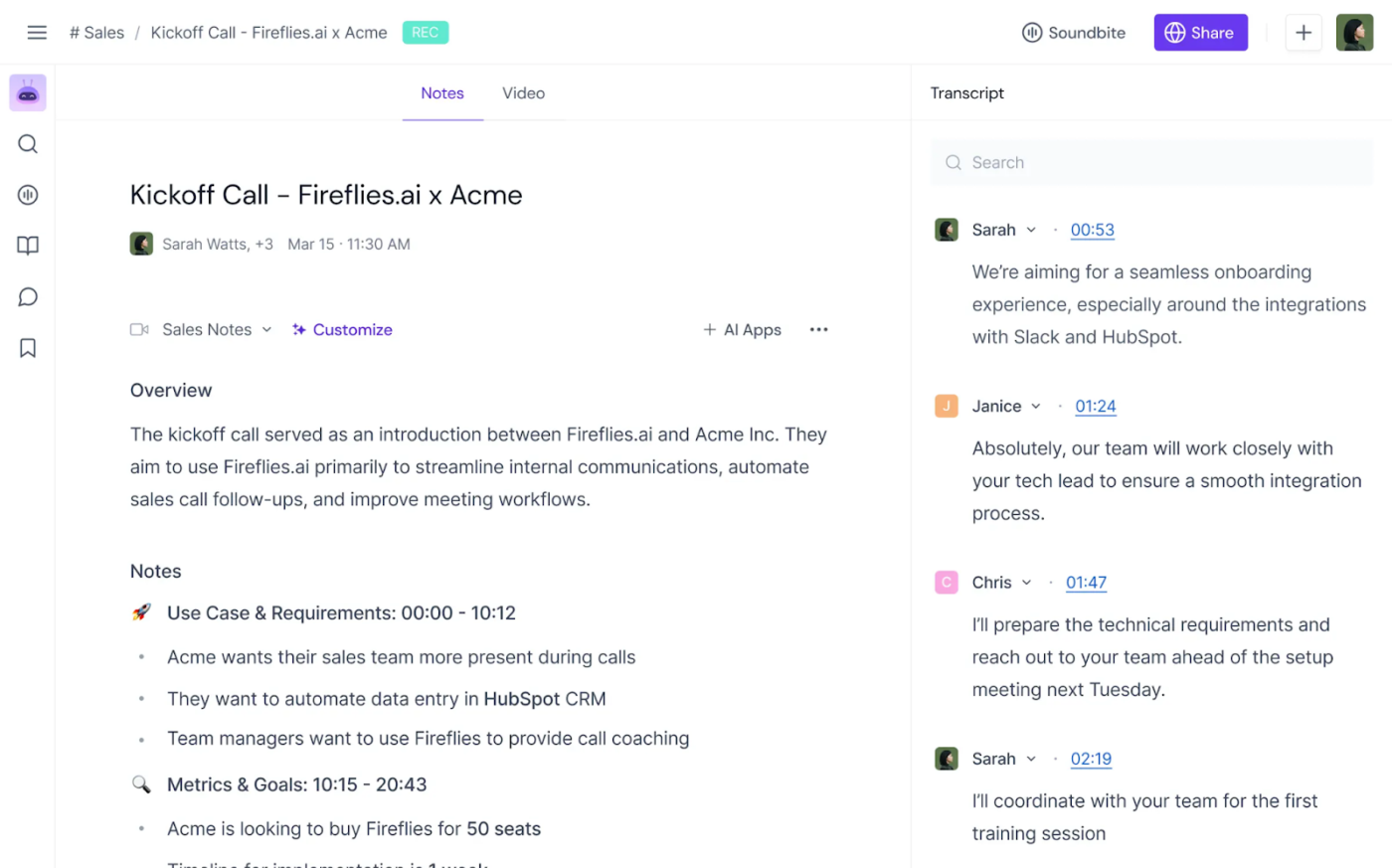 ai note takers for zoom: Fireflies.ai: Best for analyzing team conversations