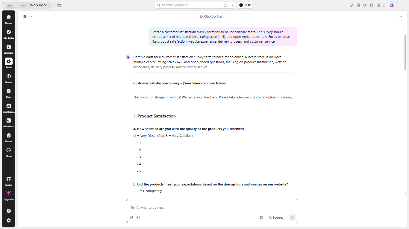ClickUp Brain ile formları daha akıllı ve etkili hale getirerek tüm deneyimi kolaylaştırın