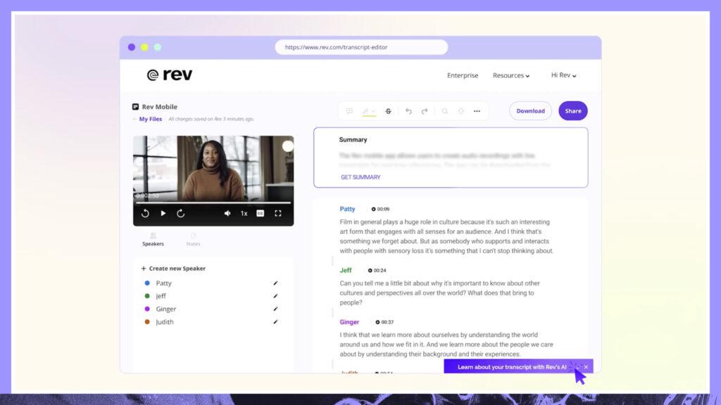 ai note takers for zoom: Rev.ai: Best for high-accuracy transcription and insights