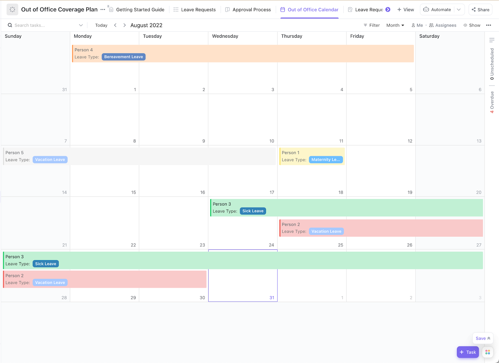 Employee Attendance Policy Template: ClickUp Out of Office Coverage Plan Template
