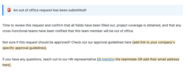 ClickUp Out of Office Coverage Plan Task Template
