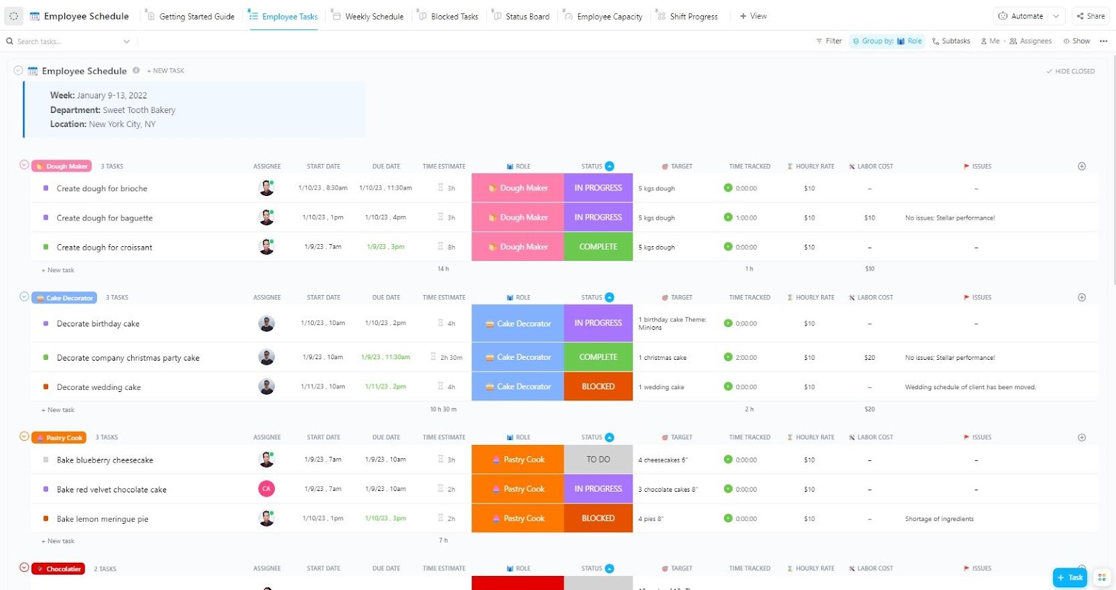 ClickUp Employee Schedule Template