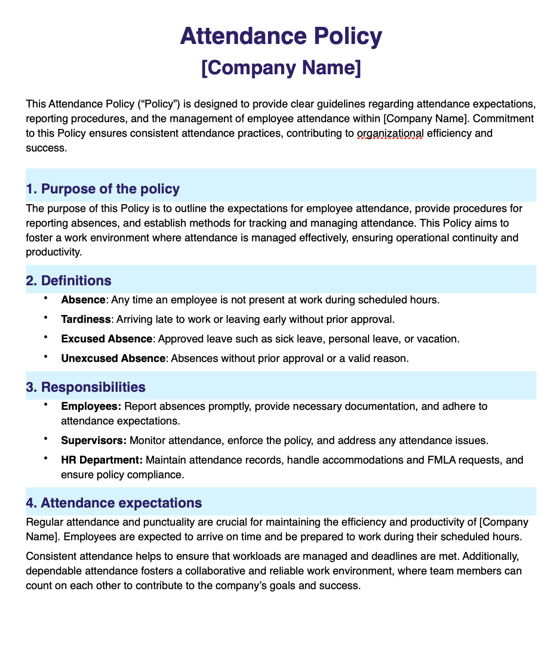 AIHR Attendance Policy Template