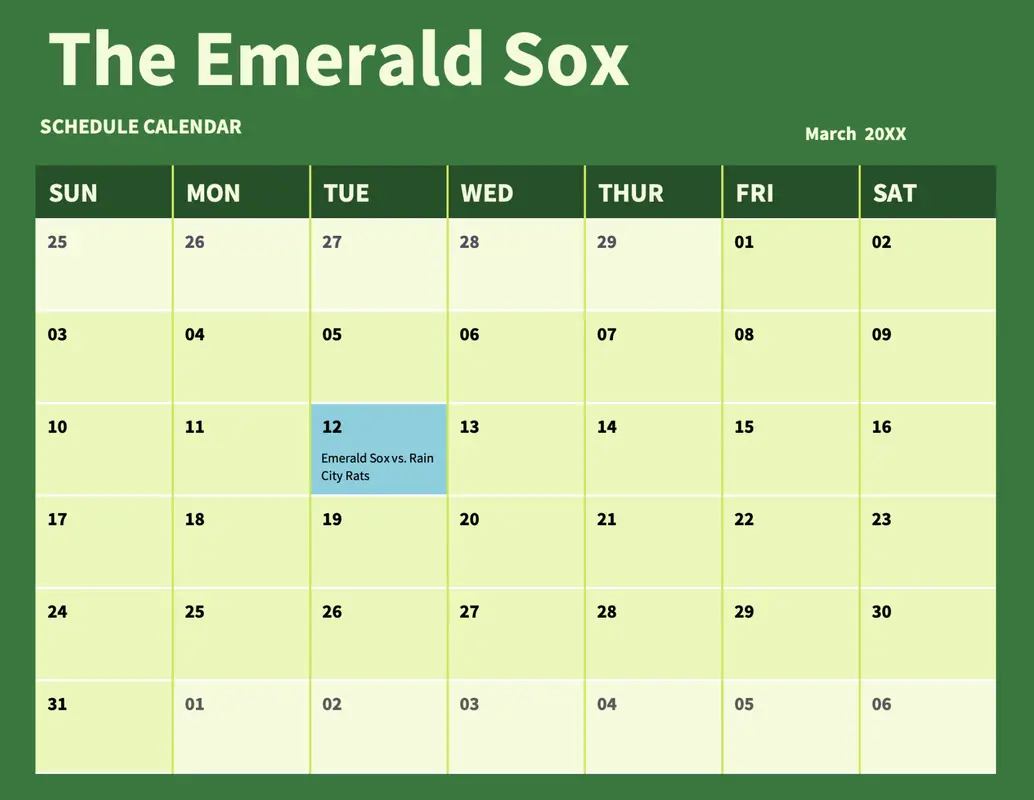 Modello di calendario di pianificazione di Microsoft