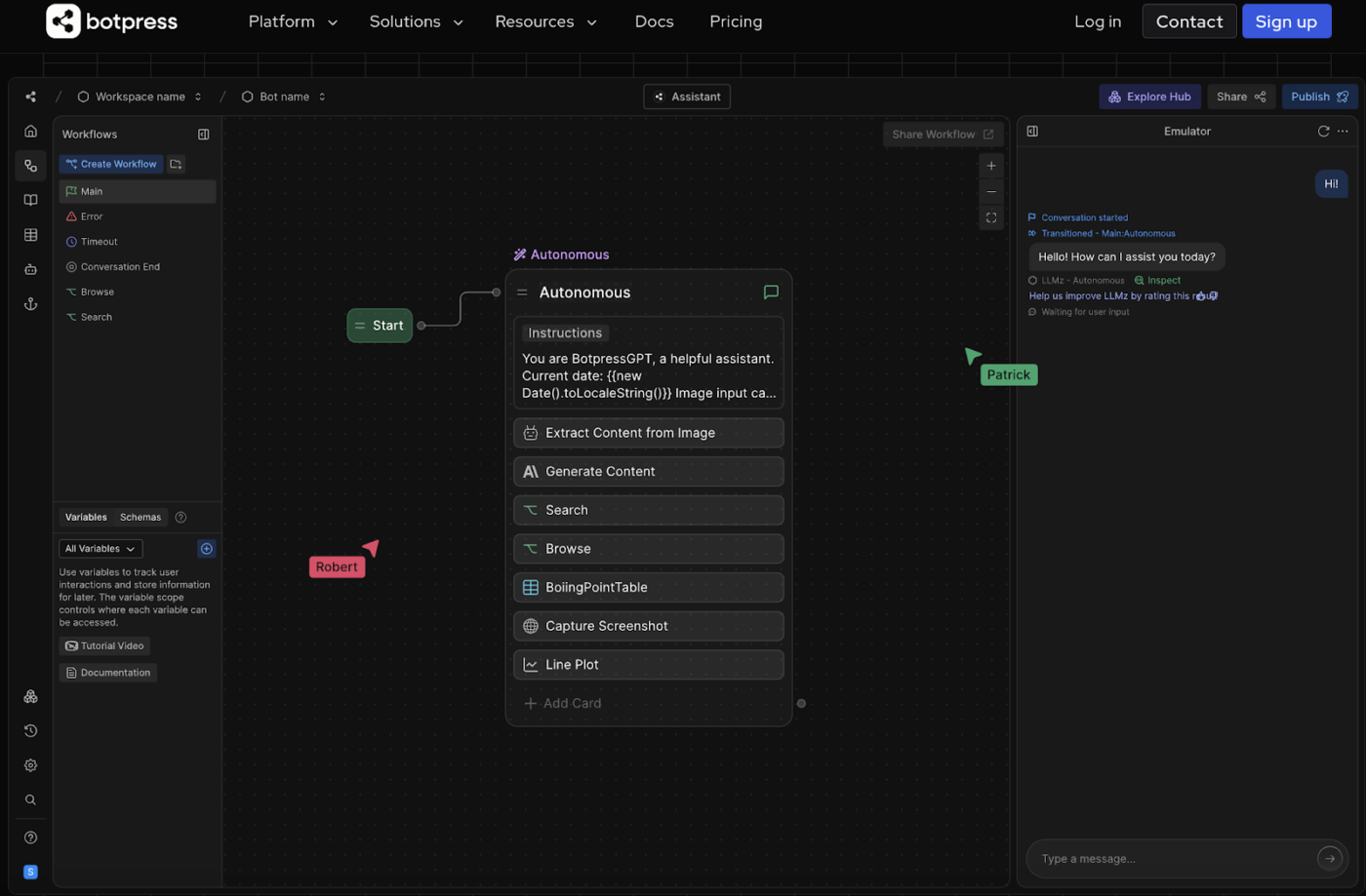 Chatbase Alternatives: Botpress: Best for developers building AI-powered chatbots with deep customization