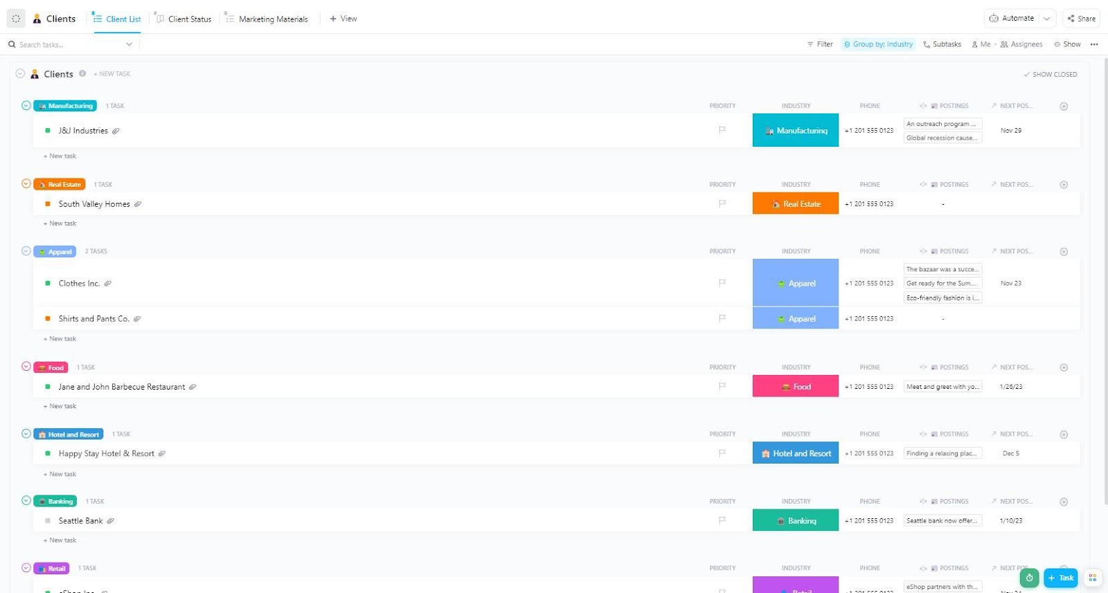 PR Report Templates: ClickUp Public Relations Planning Template