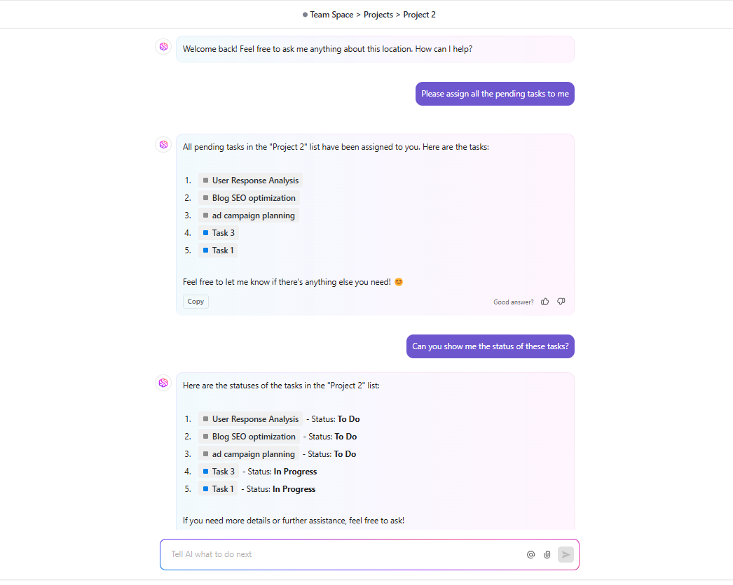 ClickUp Brain으로 작업을 자동화하고 워크플로우를 간소화하세요