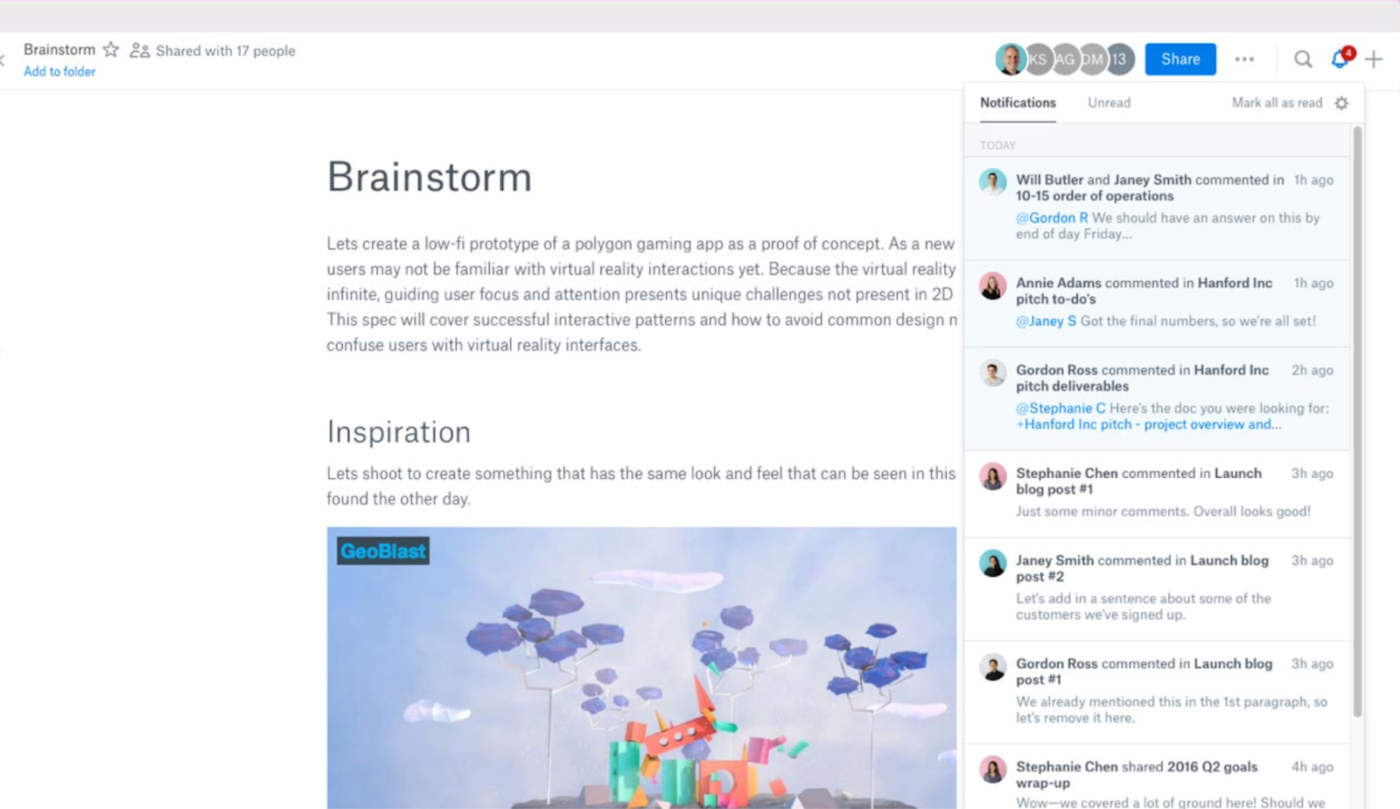 Dropbox: Document Collaboration Software 