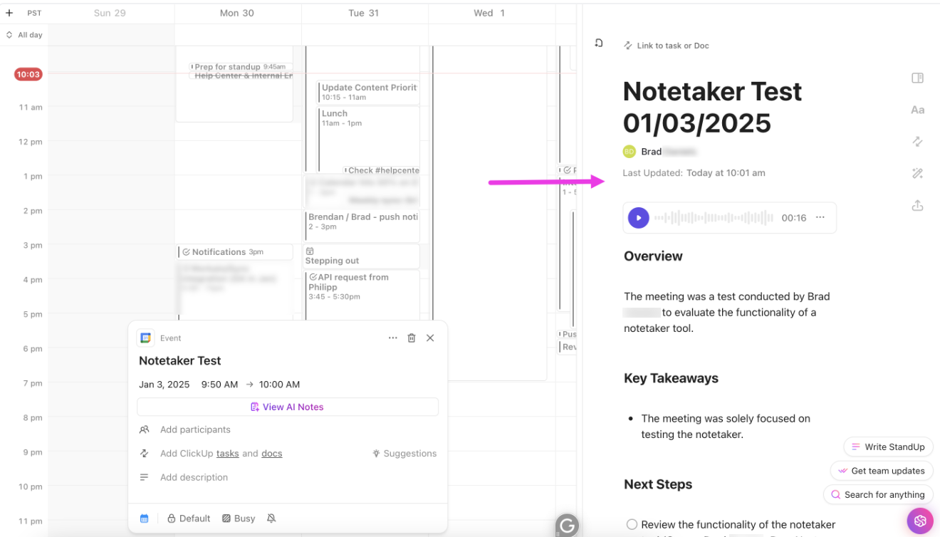 ClickUp AI Notetaker