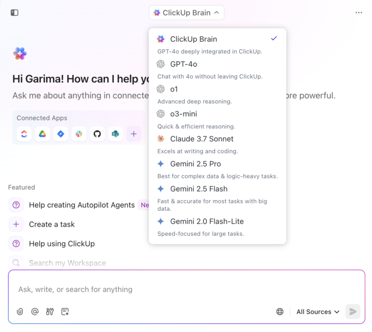 LLMs inside ClickUp Brain: Generative AI in marketing