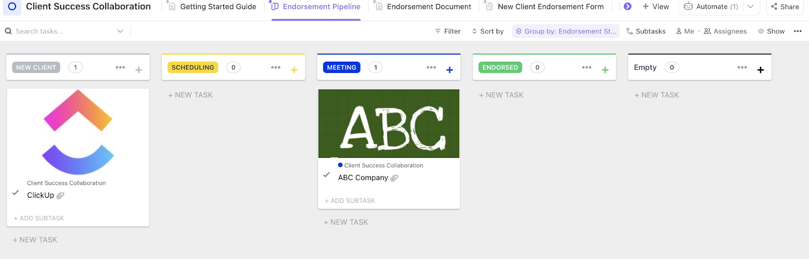 ClickUp Client Success Collaboration Template