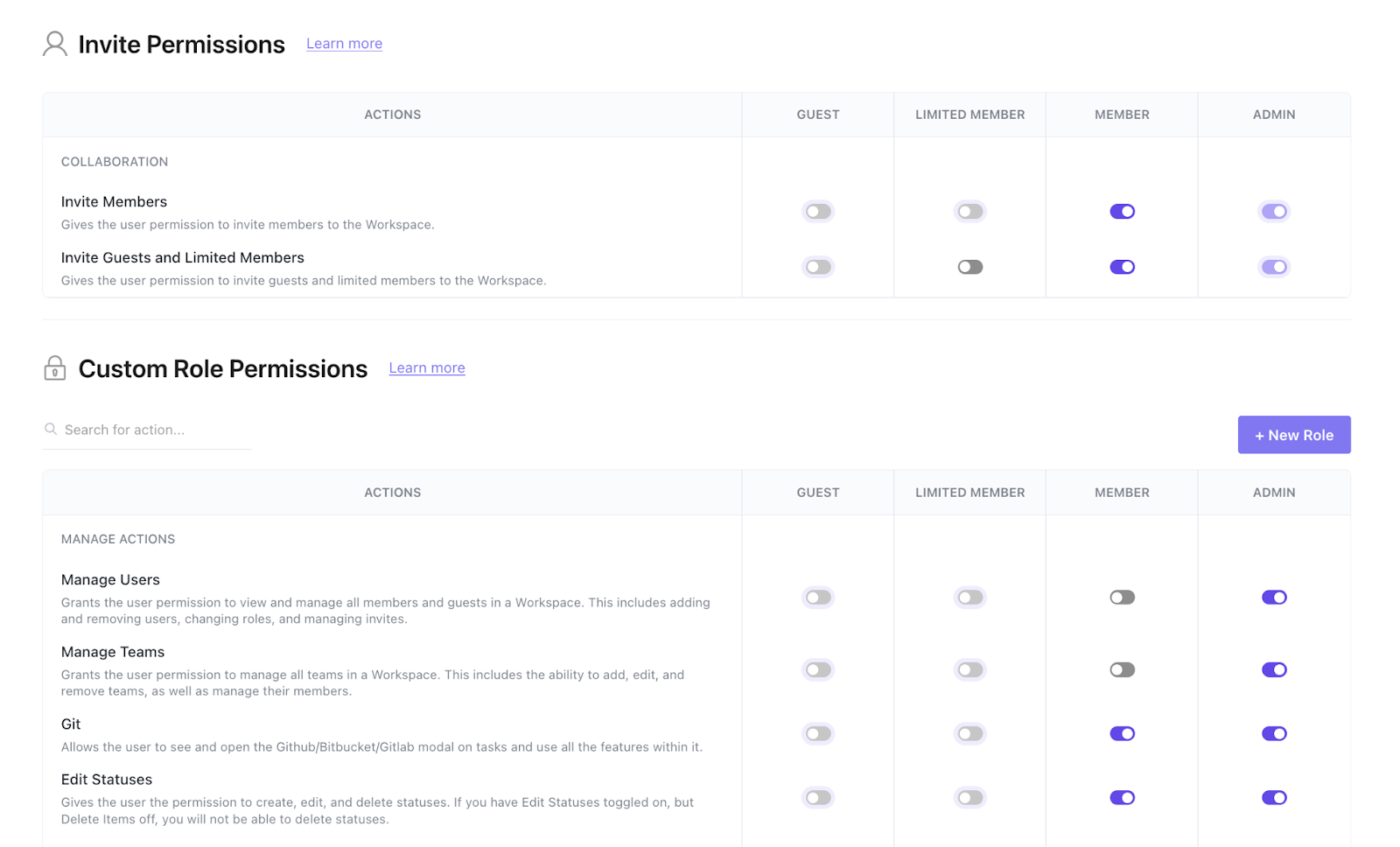 ClickUp User Roles and Permissions: sso tools