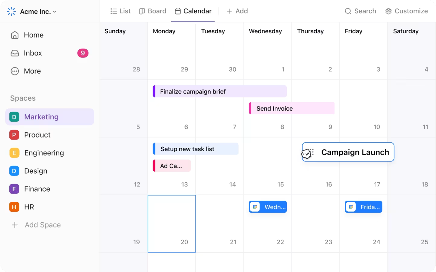 ClickUp カレンダービュー:仕事用と個人用の Google カレンダーを統合する方法