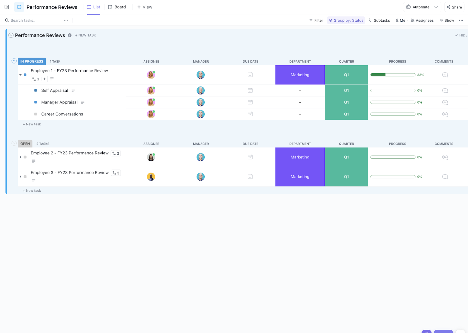 ClickUp Comprehensive Performance Review Template 