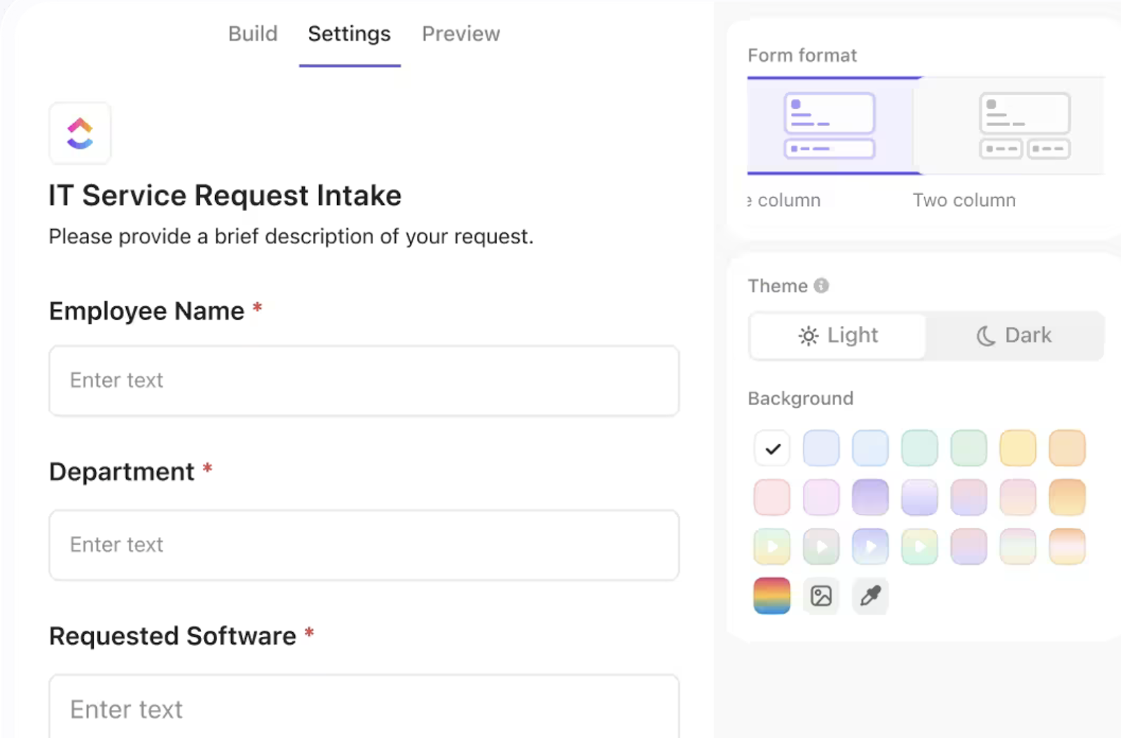 Speed up request resolutions with ClickUp Forms