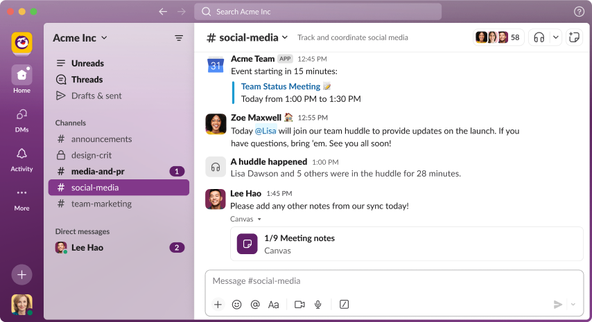 Slack: asynchronous communication