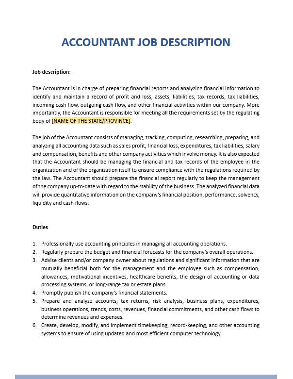 General Accountant Job Description Template