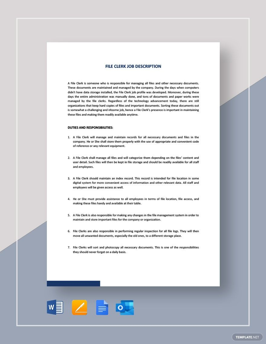 File Clerk Job Description Template