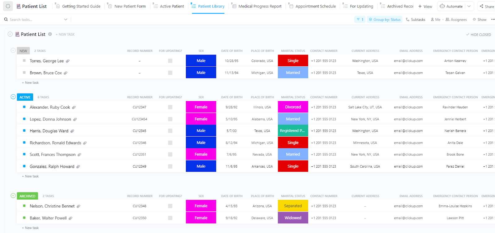 ClickUp Patient List Template
