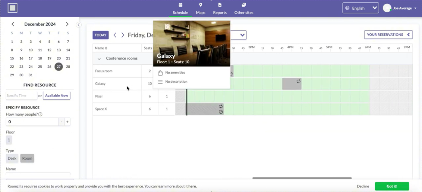 Roomzilla: room booking software
