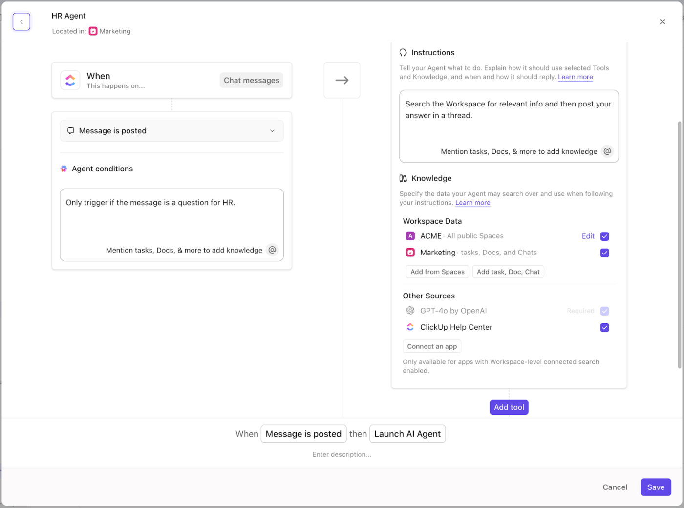 Create Custom Agents in ClickUp to answer AI customer service FAQs
