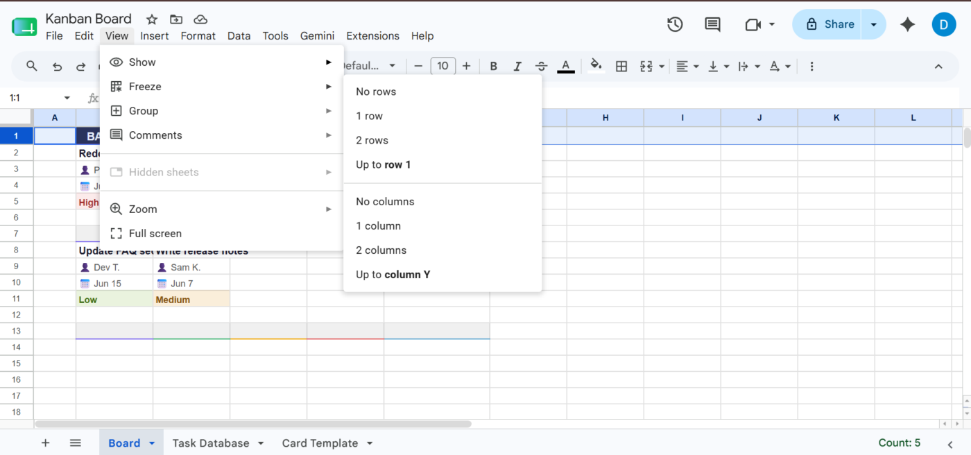 Format the Google Sheet to make it visually appealing