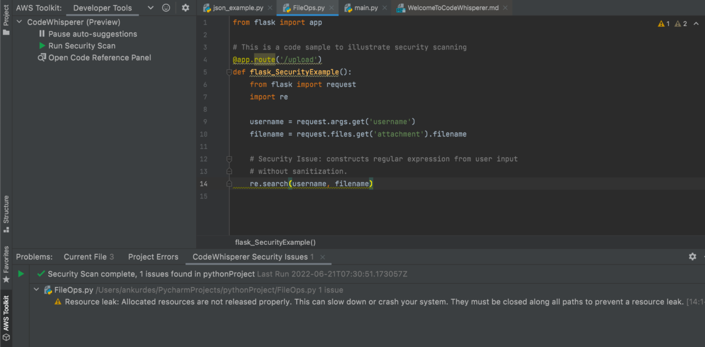 Amazon CodeWhisperer Dashboard
