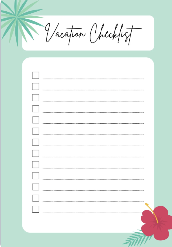 Canva Green Botanical Vacation Checklist Template