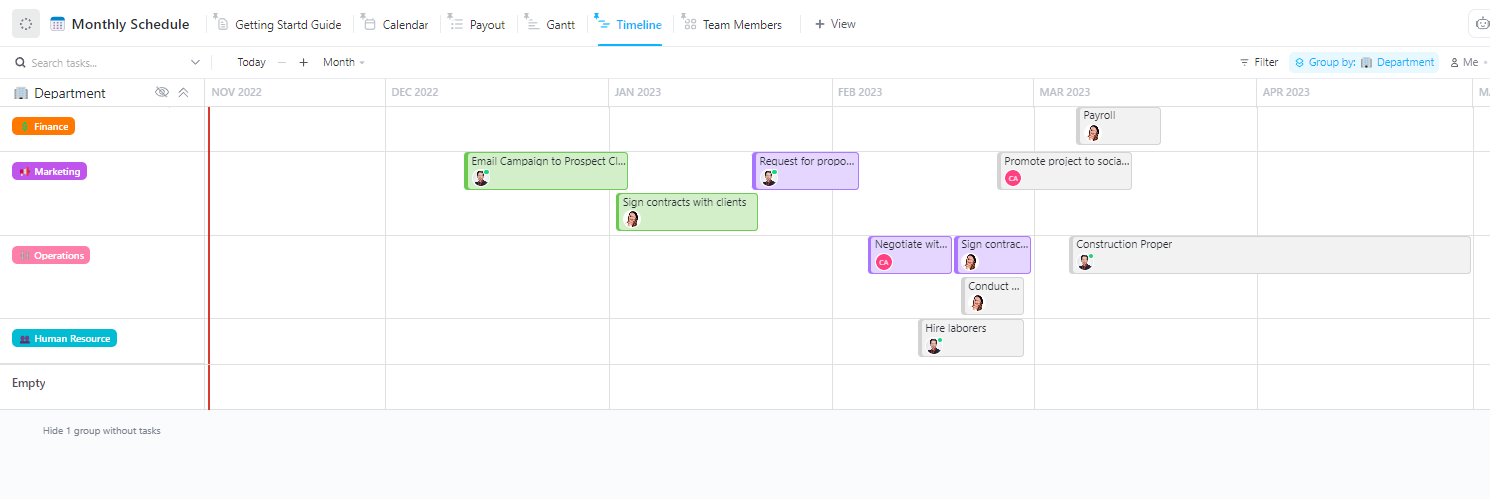 Plantilla de horario mensual de ClickUp