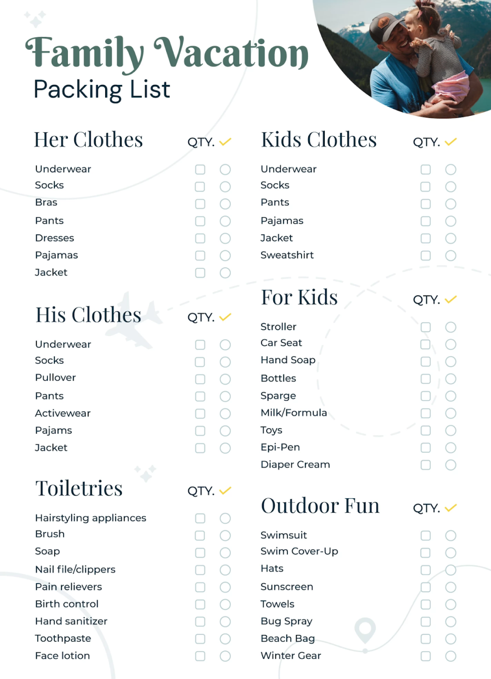 Gdoc.io Family Vacation Packing List template